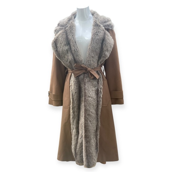 Jackets & Blazers - VTG Mid Century 50s 60s Brown Coat with Faux Fur Trim